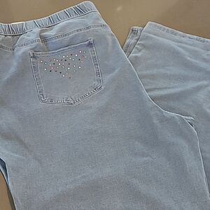 Dream Jeannes by Quacker Factory sz 4X cotton, poly spandex  embellished jeans